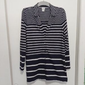 Chico's Navy and White Striped tunic / jacket